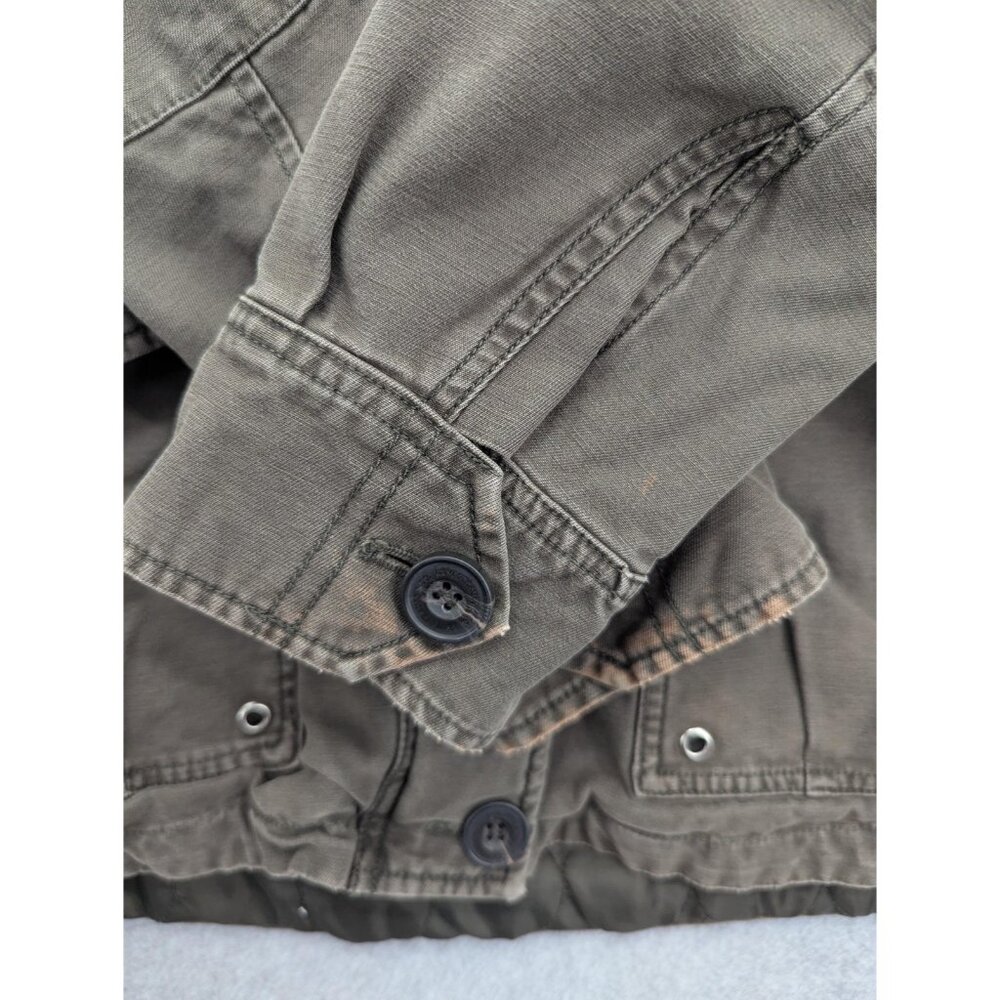 Levis Jacket Mens Large Green Hooded Quilted Canvas Parka Zip Pockets Lined - Picture 2 of 13